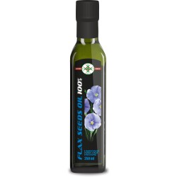 Flax seed oil 100% pure, unrefined, first cold pressed, rich in omega-3 unsaturated fatty acids, ideal for salad dressing, 250 ml.